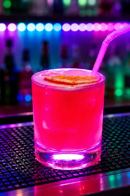 Pink Liverbird cocktail at the Friendz bar