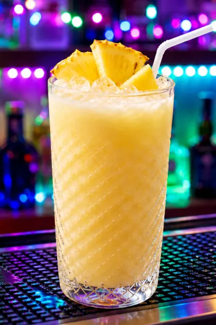 Pina colada cocktail with pineapple at the Friendz bar