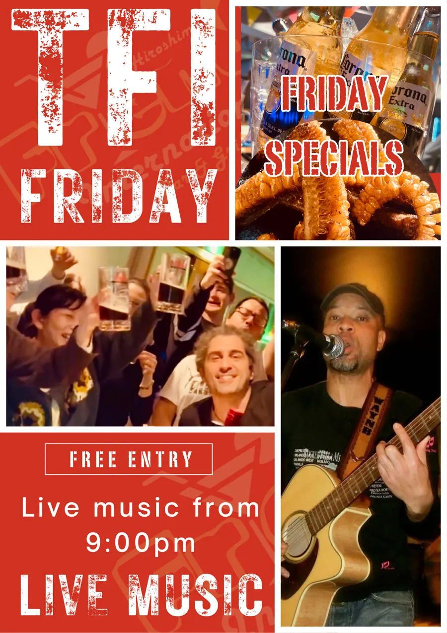 TFI Friday live music and Friday specials flyer