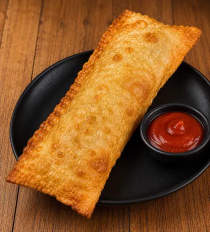 Brazilian pastel with dipping sauce