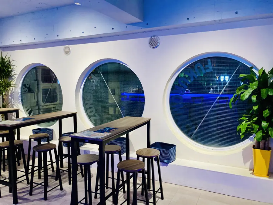 Spacious Friendz bar floor and seating area